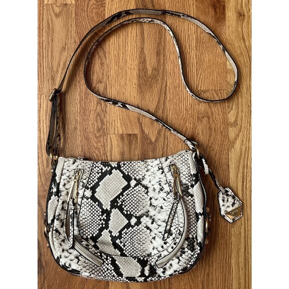 Jessica Simpson Sabrina Shoulder Bag Purse Natural Python Snake Skin White Gray - Picture 2 of 11